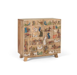 GINER Y COLOMER Cómoda de Madera de Mango Natural con Detalles de Animales